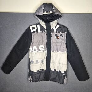 Adidas LEGO Kids Medium Hooded Coat Interchangeable Vest Black White Grey